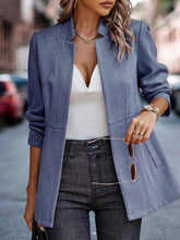 Aurohaya Chevron Blazer for Women Elegant V-Cut Long Sleeve Casual Fashion Jacket